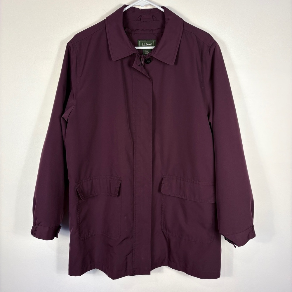 L.L. Bean Purple Burgundy Chore Coat Removable Wool Plaid Lining Cabincore